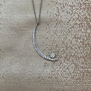 Sterling Silver Crescent Necklace CZ 18”